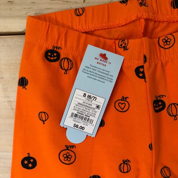 Cat & Jack NWT Girls' Orange Black Halloween Leggings Size S (6/7) - Picture 6 of 10